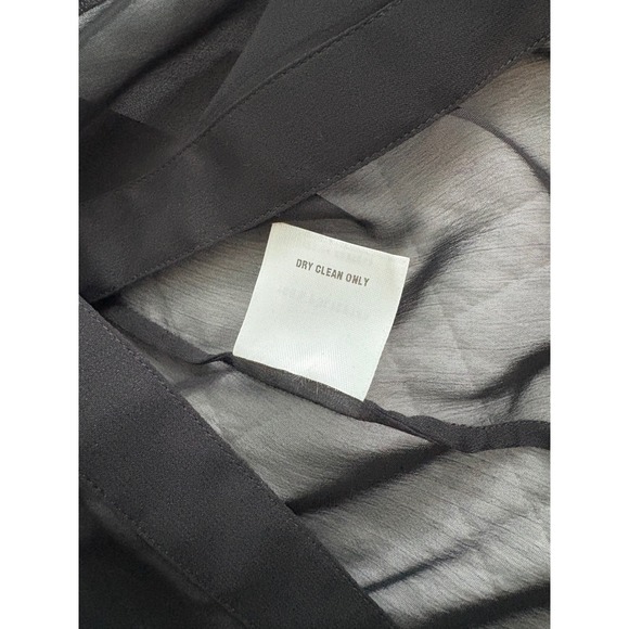 St John Womens Black Sheer Ruffle Front Button Up Blouse Size 10 Crystal Buttons - Picture 10 of 14